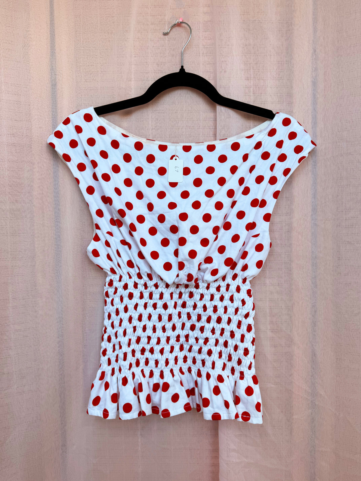 68. The Amelie Top in Red and White Polka Dot - XL