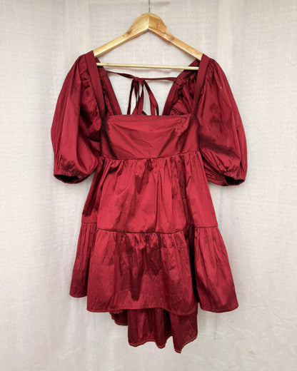 36. The Fantasia Dress in Wine Taffeta - S/M