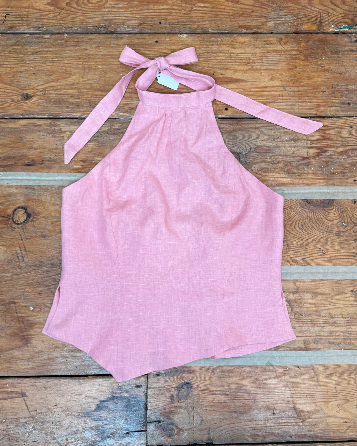 73. The Zoe Halter in Rose Linen - M
