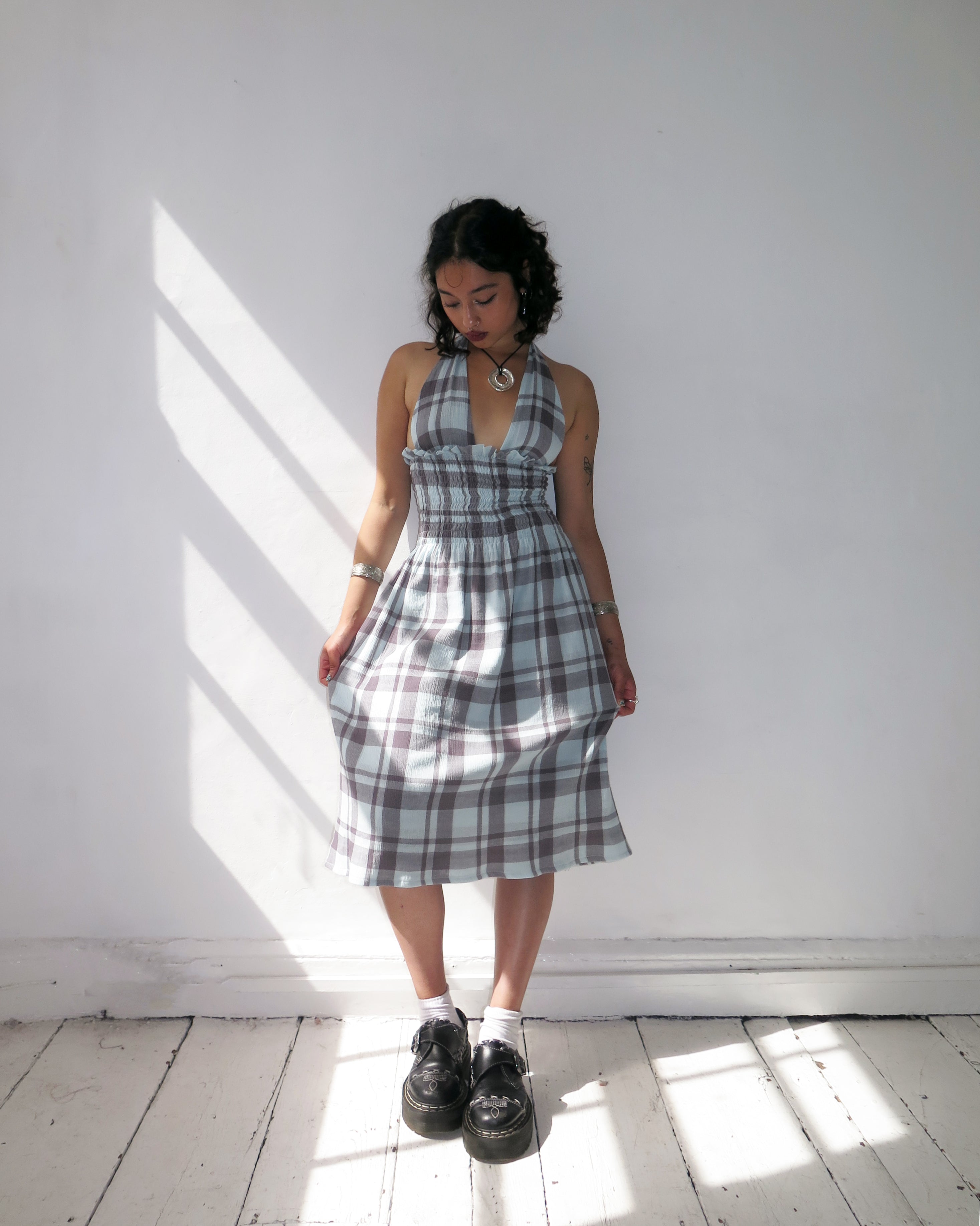 The Freya Dress in Stormy Check - Mini or Midi