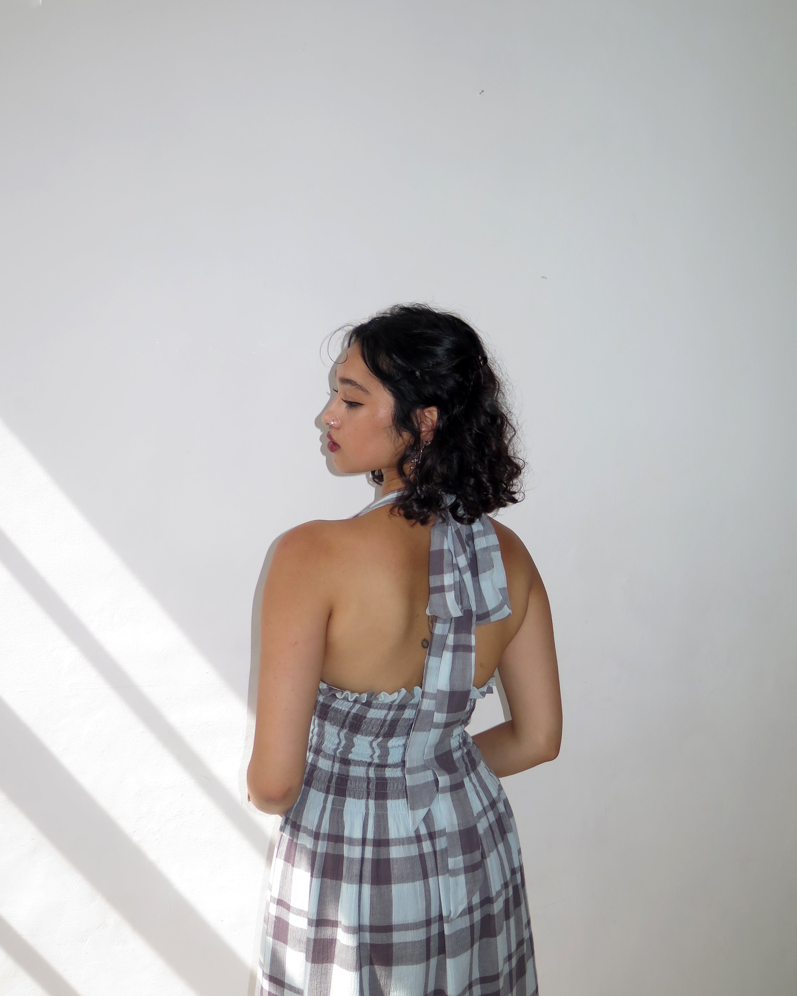 The Freya Dress in Stormy Check - Mini or Midi