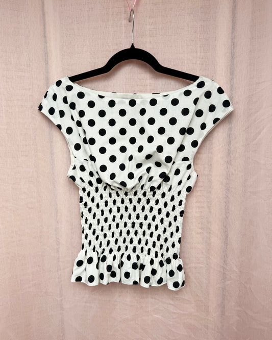 5. The Amelie in White Polka Dot - L