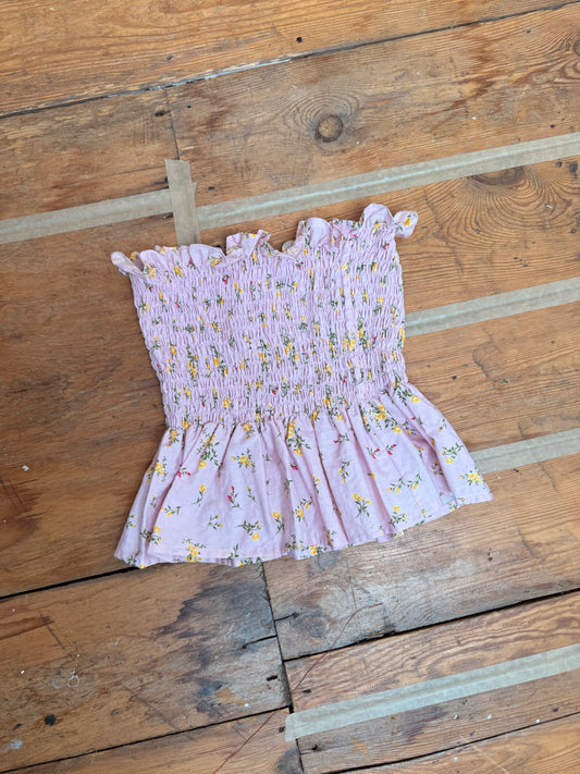 29. Ditsy Pink Shirred Bandeau - S/M