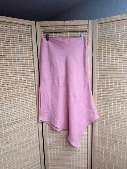 38. Bias Midi Rose Linen Skirt