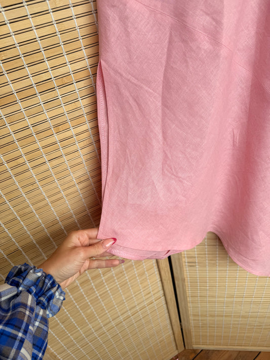 38. Bias Midi Rose Linen Skirt