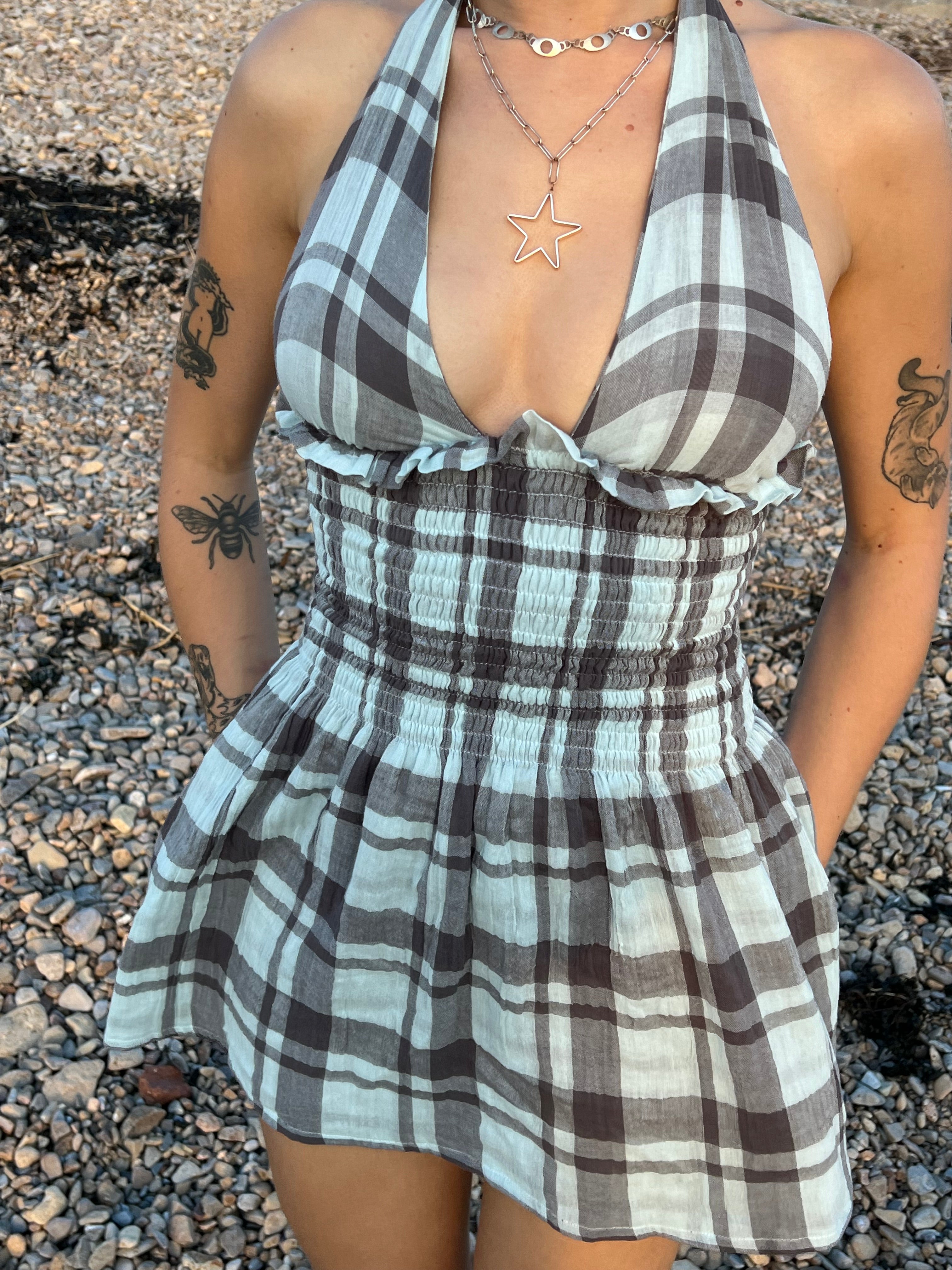 The Freya Dress in Stormy Check - Mini or Midi