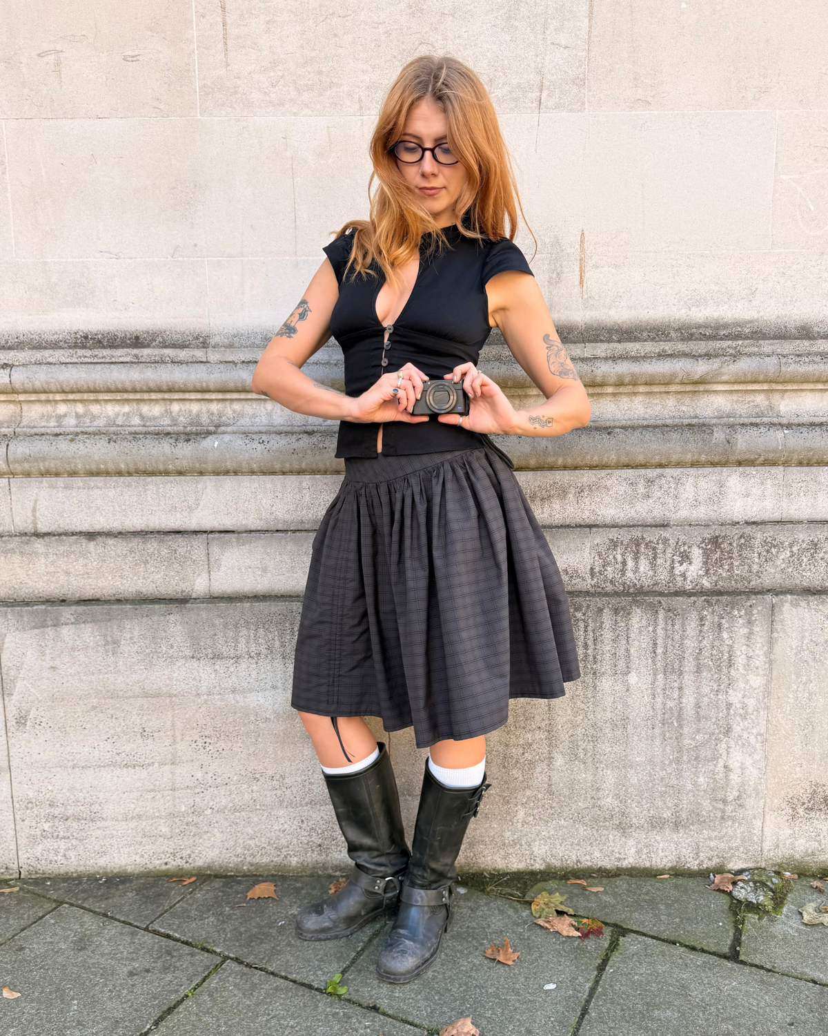 The Lottie Skirt in Slate Check