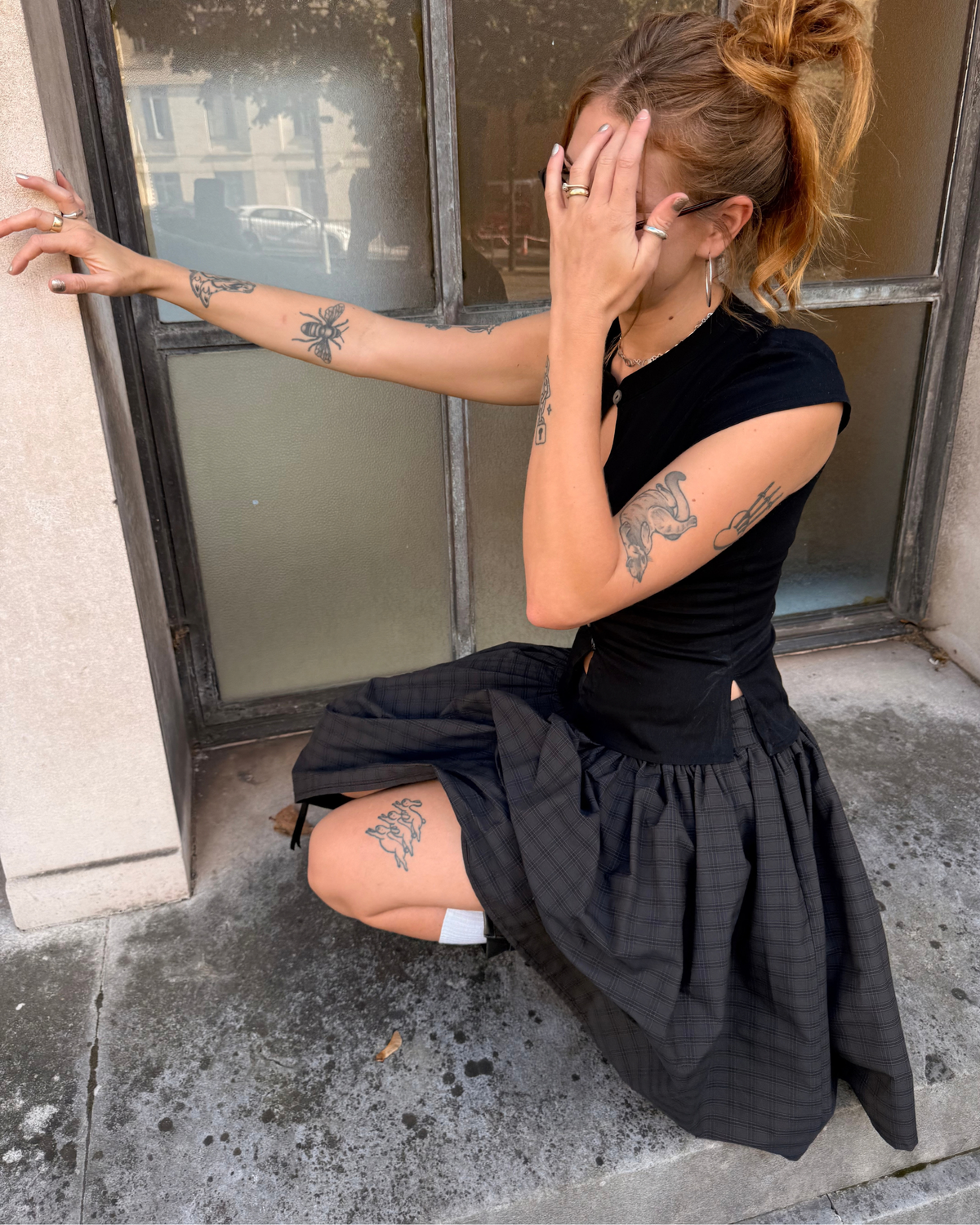 The Lottie Skirt in Slate Check