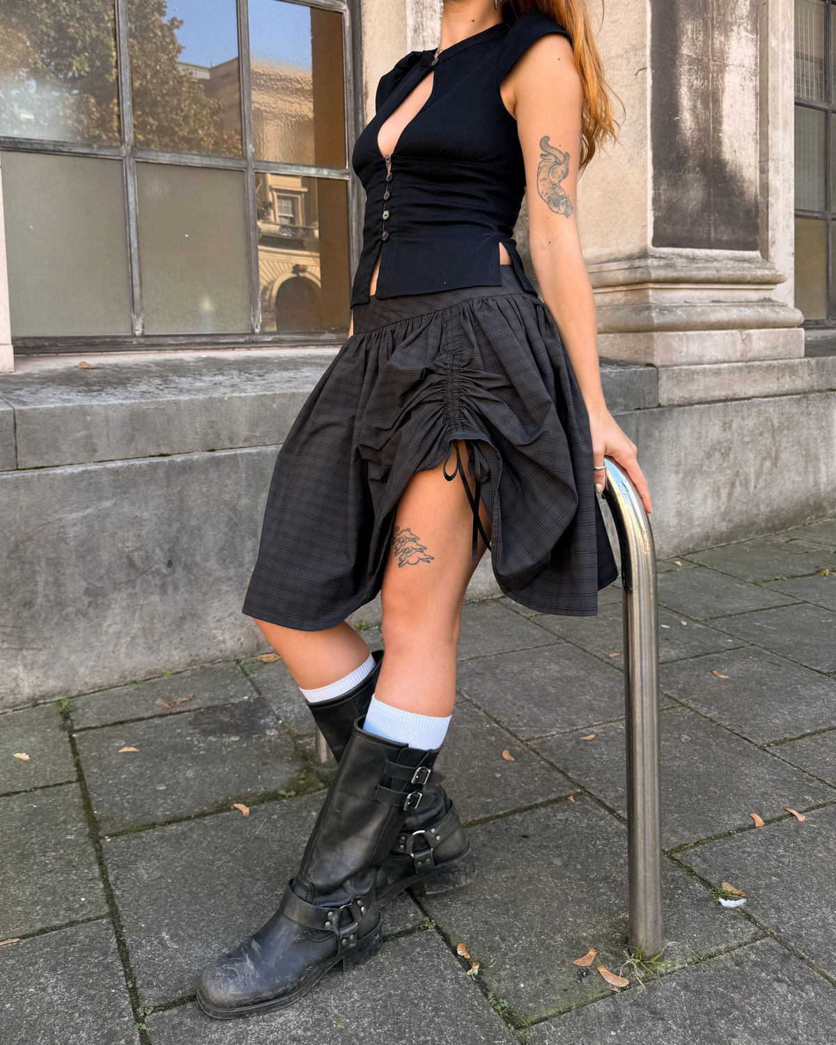 The Lottie Skirt in Slate Check