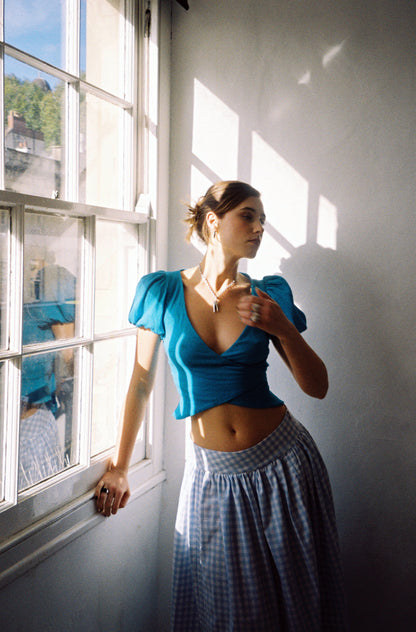 20. The Nina Wrap Top in Kingfisher - S