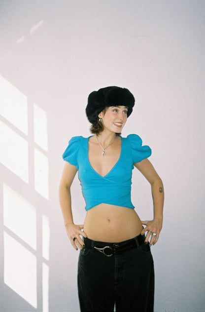 20. The Nina Wrap Top in Kingfisher - S