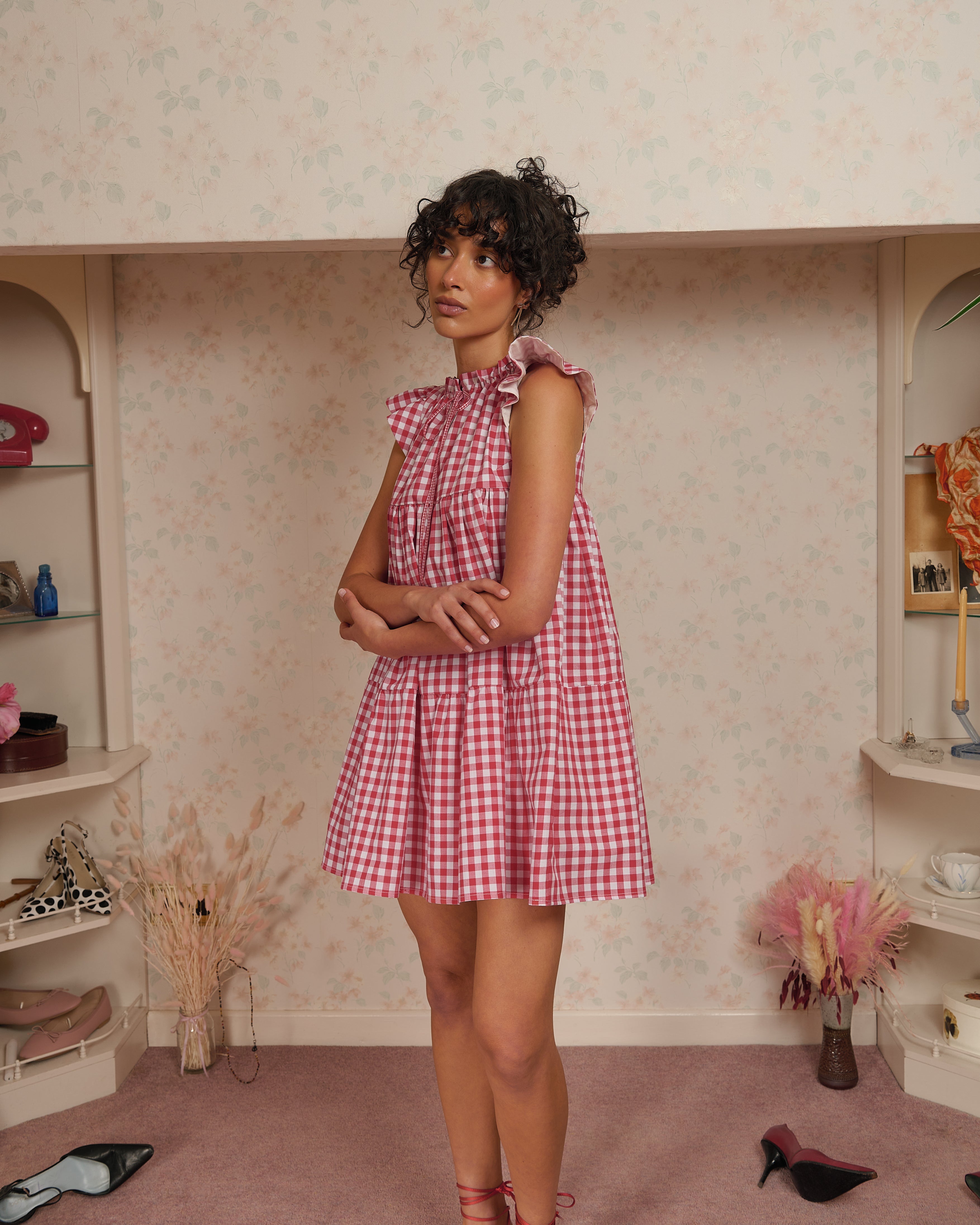 pink and red gingham dress Red Gingham Maxi Dress | Women's Clothing