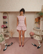 Load image into Gallery viewer, The Camille Shorts in Red on White Polka Dot
