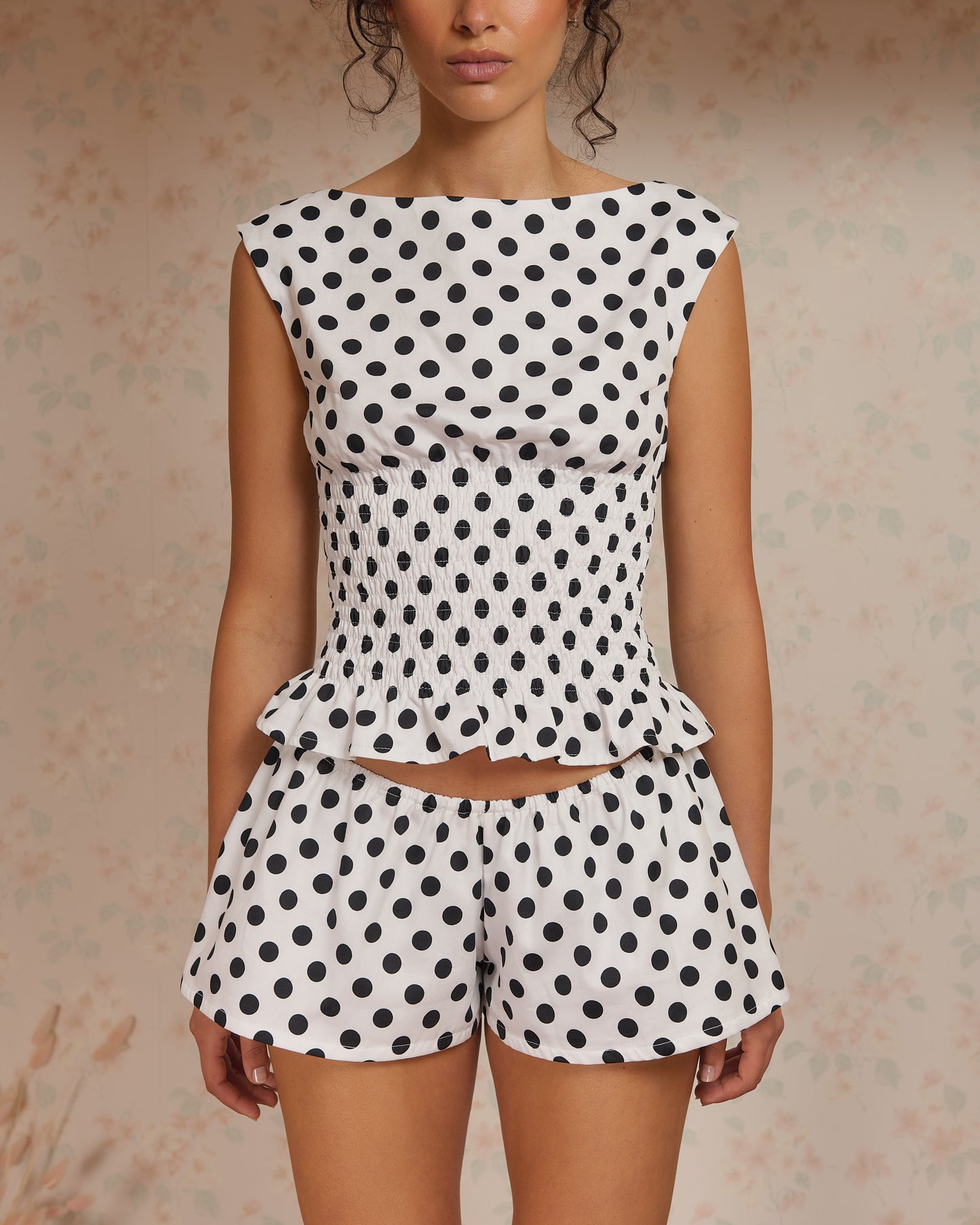 The Camille Shorts in Black on White Polka Dot