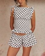 Load image into Gallery viewer, The Camille Shorts in Black on White Polka Dot
