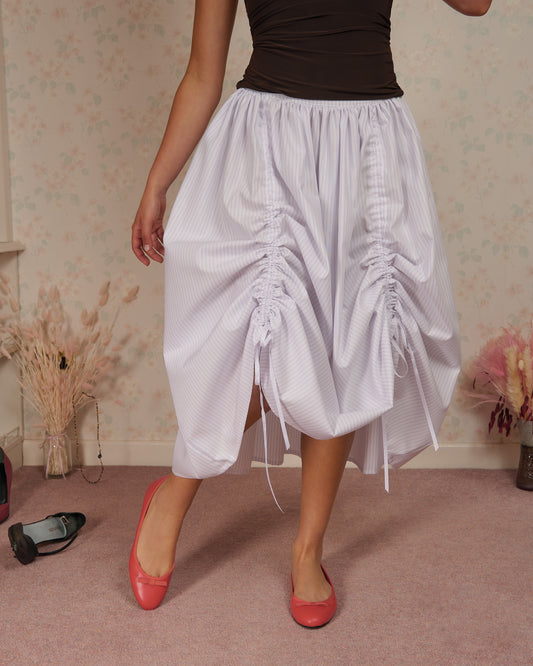 The Lola Skirt in Lilac Pinstripe