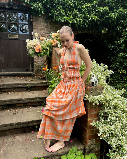 47. The Ella Skirt in Orange Check - S