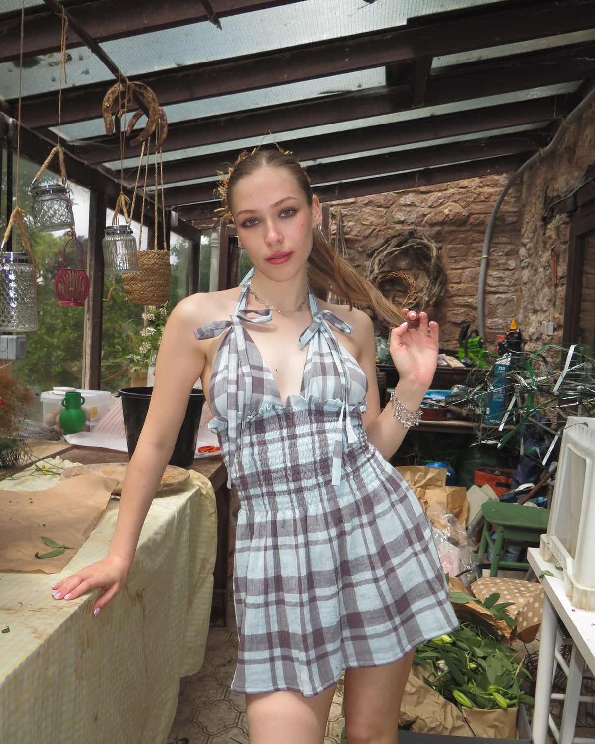 65. The Freya Mini in Stormy Check - S
