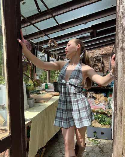 The Freya Mini Dress in Stormy Check