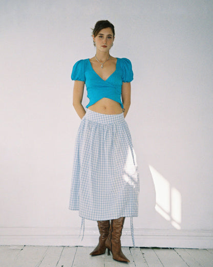 20. The Nina Wrap Top in Kingfisher - S