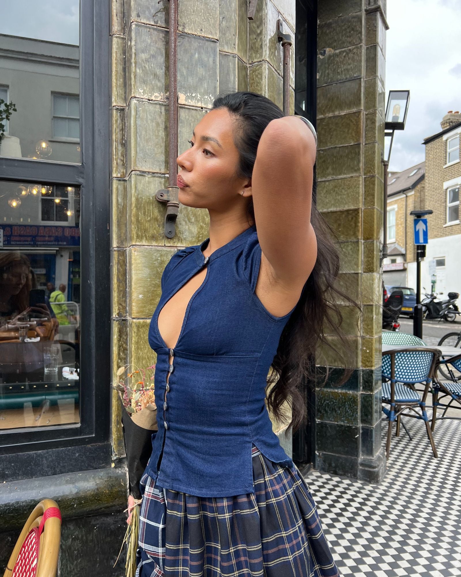 The Paulina Top in Indigo Denim