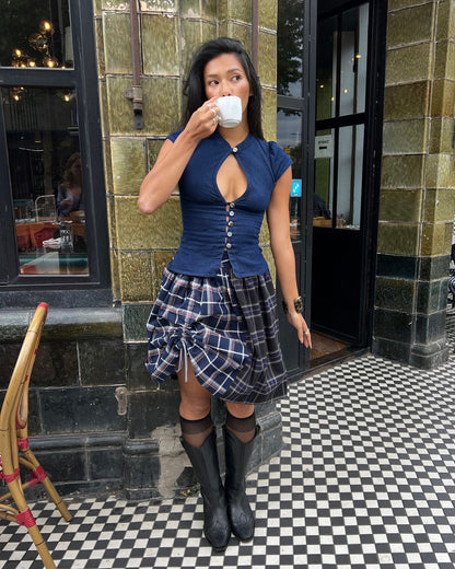 The Paulina Top in Indigo Denim