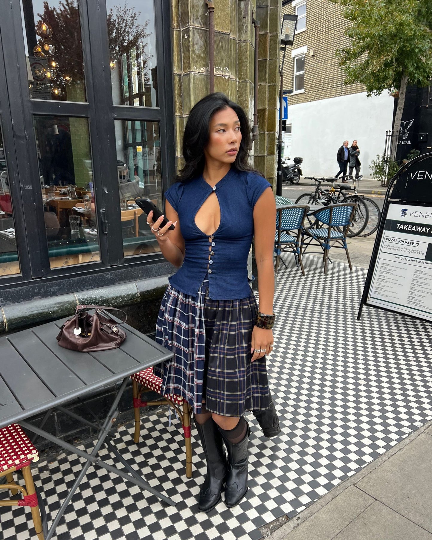 The Paulina Top in Indigo Denim