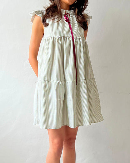 50. The Savannah Dress in Sage Stripe - Petite XL