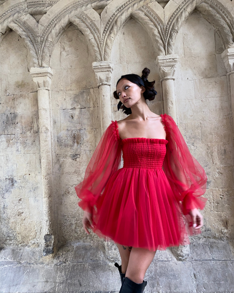 Babydoll red dress clearance