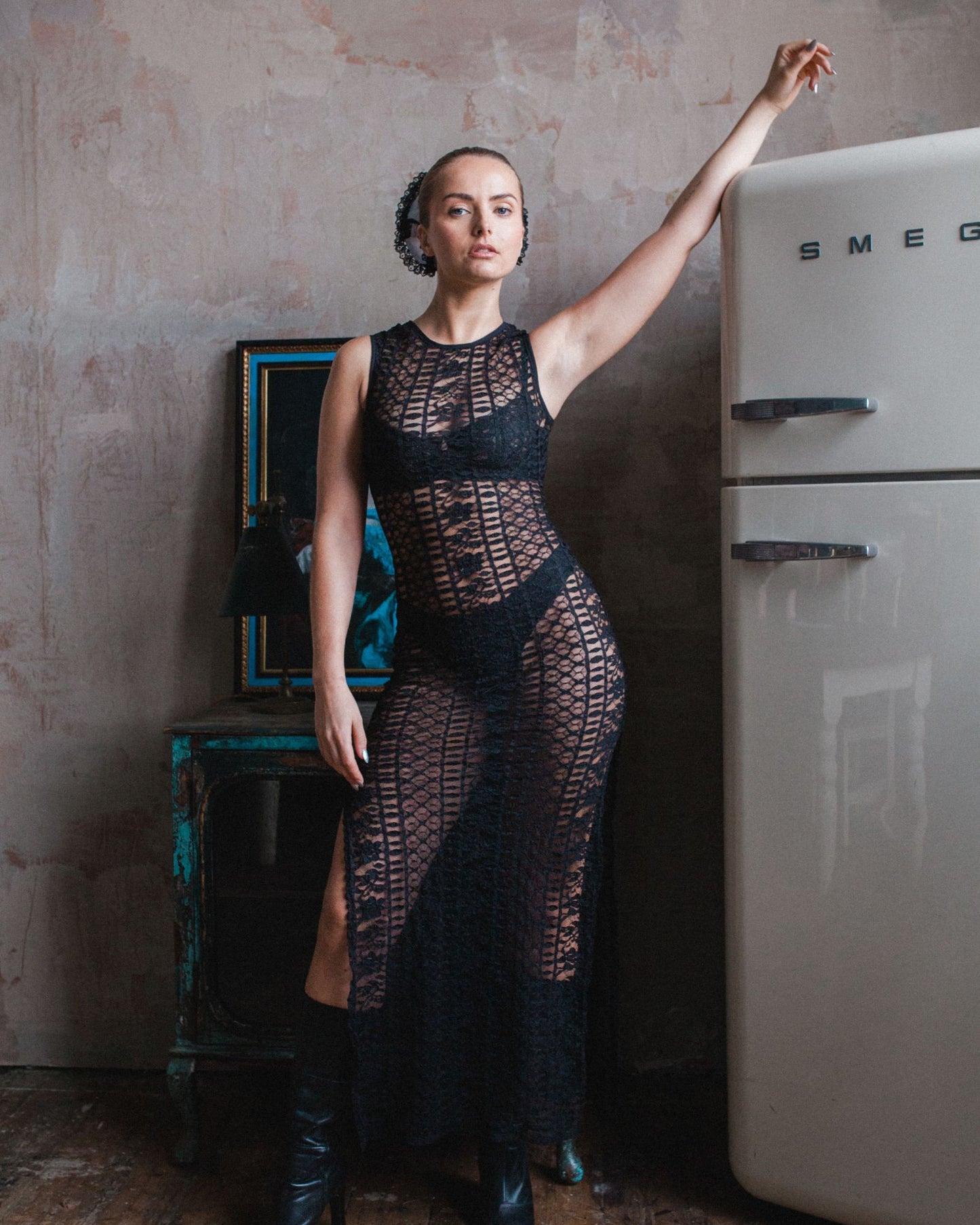 The Monica in Black Rose Stripe