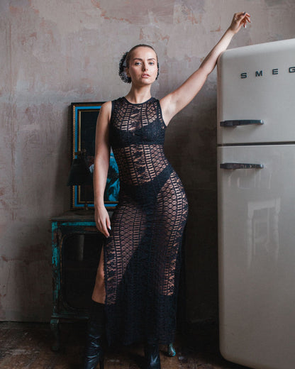 The Monica in Black Rose Stripe
